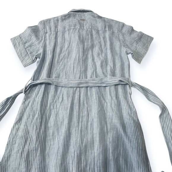 SAINT JAMES Christina Linen Striped Shirt Dress, Blue/white, Size 8 US/40 FR(EU) - Picture 11 of 16
